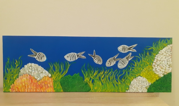 r1 Obrázek ryby - akryl na plátně - zatím se dodělává